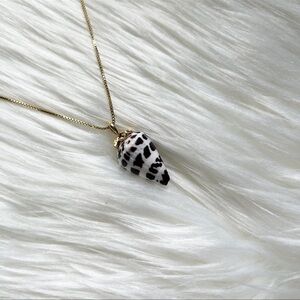 Hawaiian Hebrew Cone Shell Gold Plated Plumeria Floral Chain Necklace